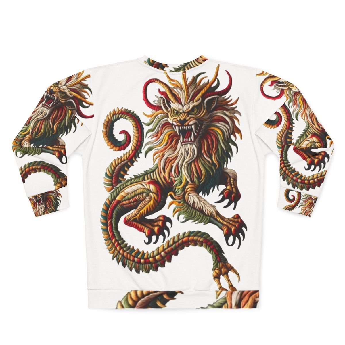 Manticore embroidered sweatshirt, fantasy beast - Back