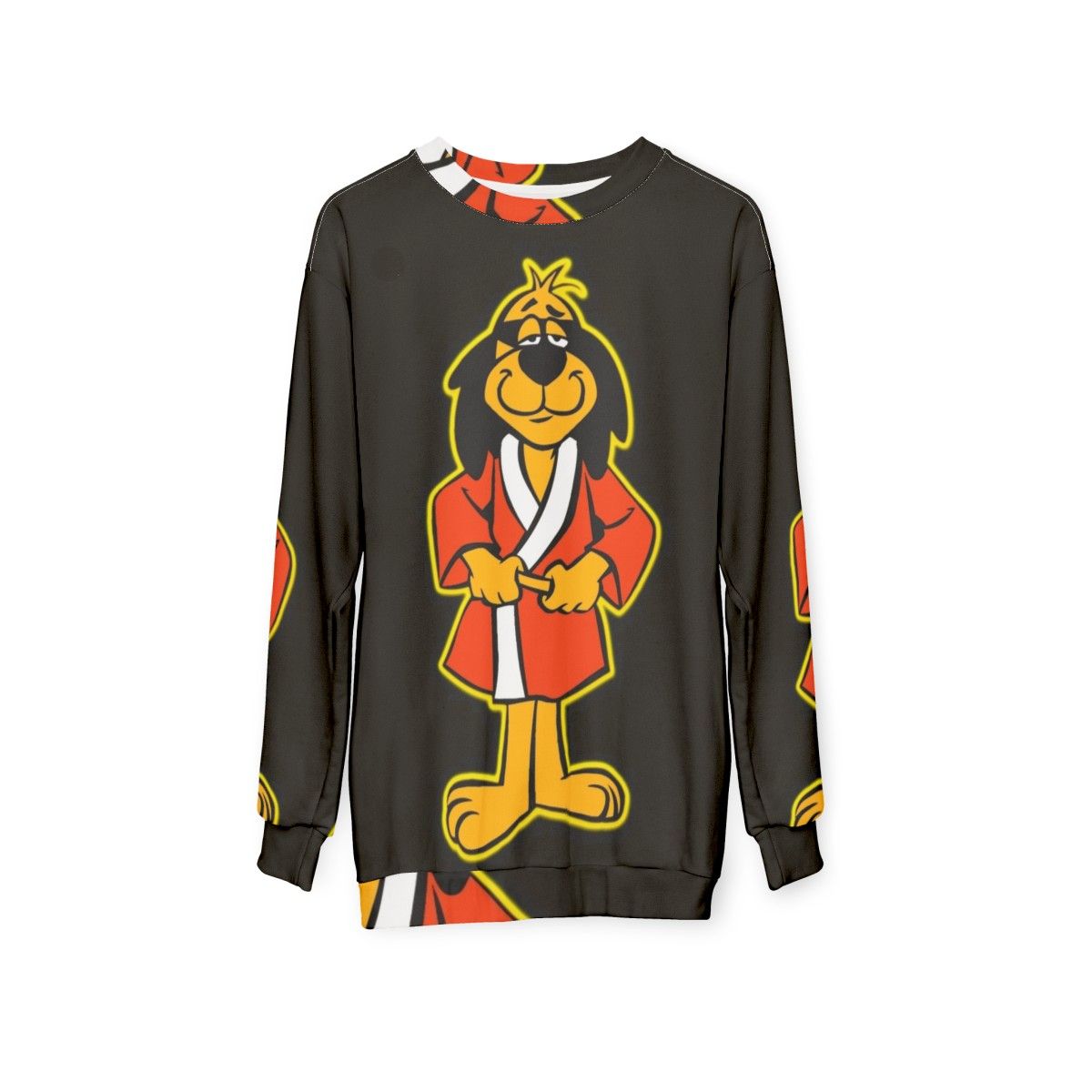 Hong Kong Phooey Cartoon Character Standing on Black Sweatshirt - hanging