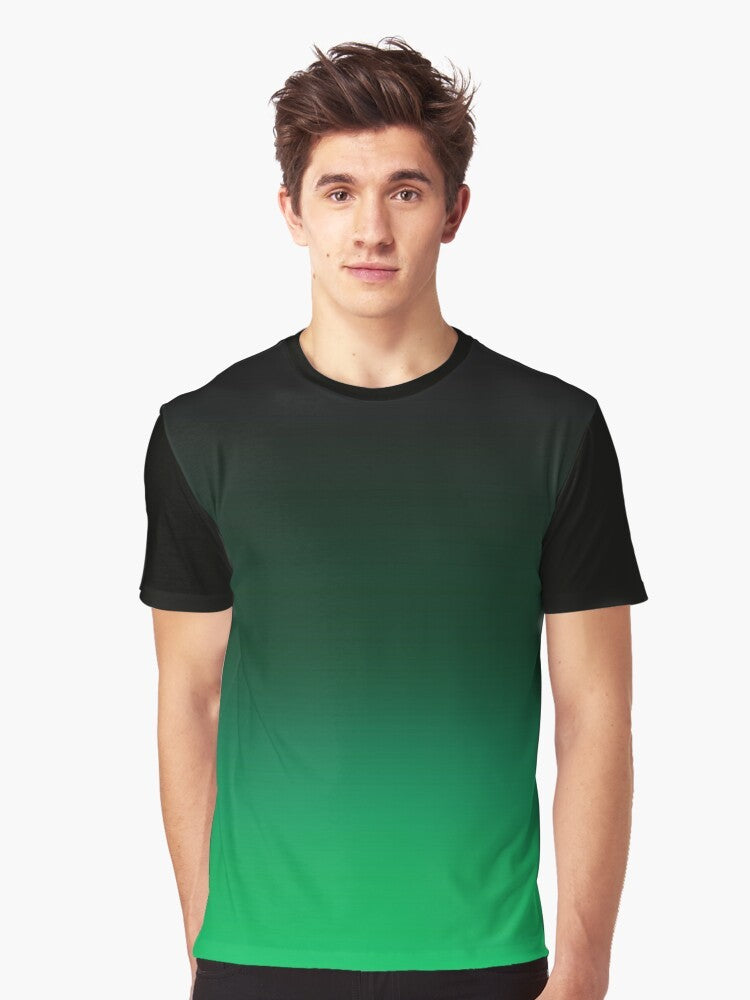 Ombre gradient graphic design on a green t-shirt - Men