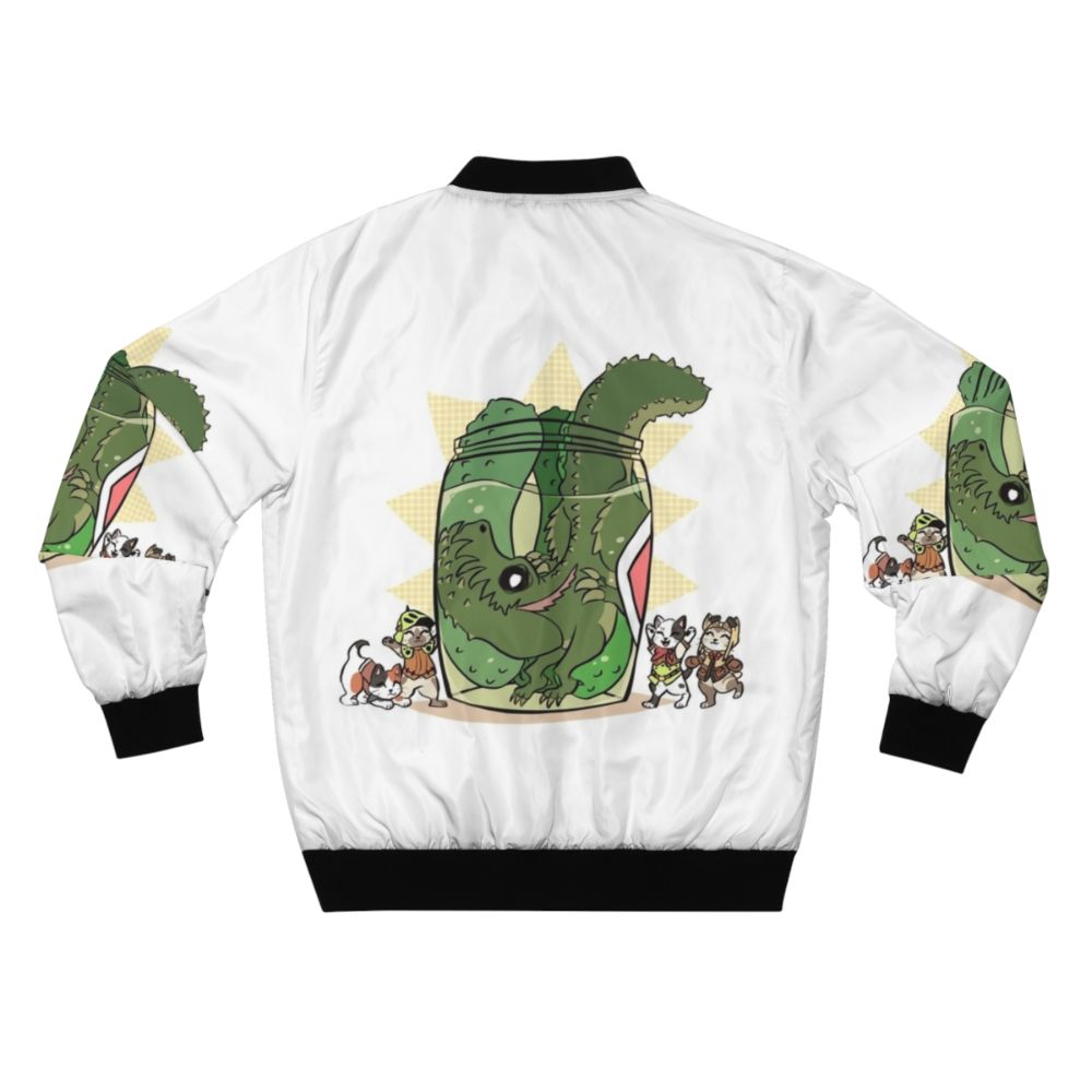 Pickle Monster Bomber Jacket, a playful and stylish video game-inspired outerwear piece - Back