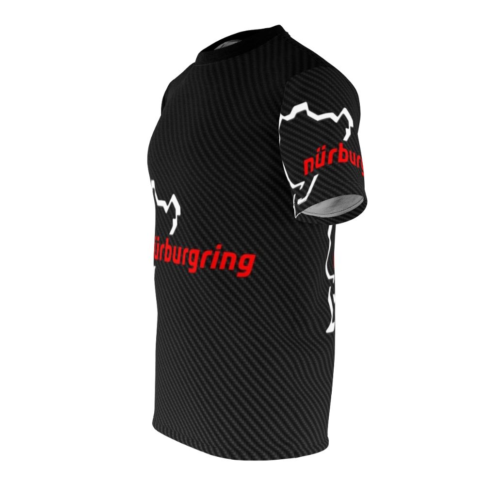 Carbon fiber inspired Nürburgring racing circuit AOP t-shirt - men left