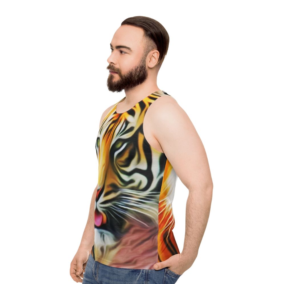 Unisex tank top with a graphic tiger design - men side