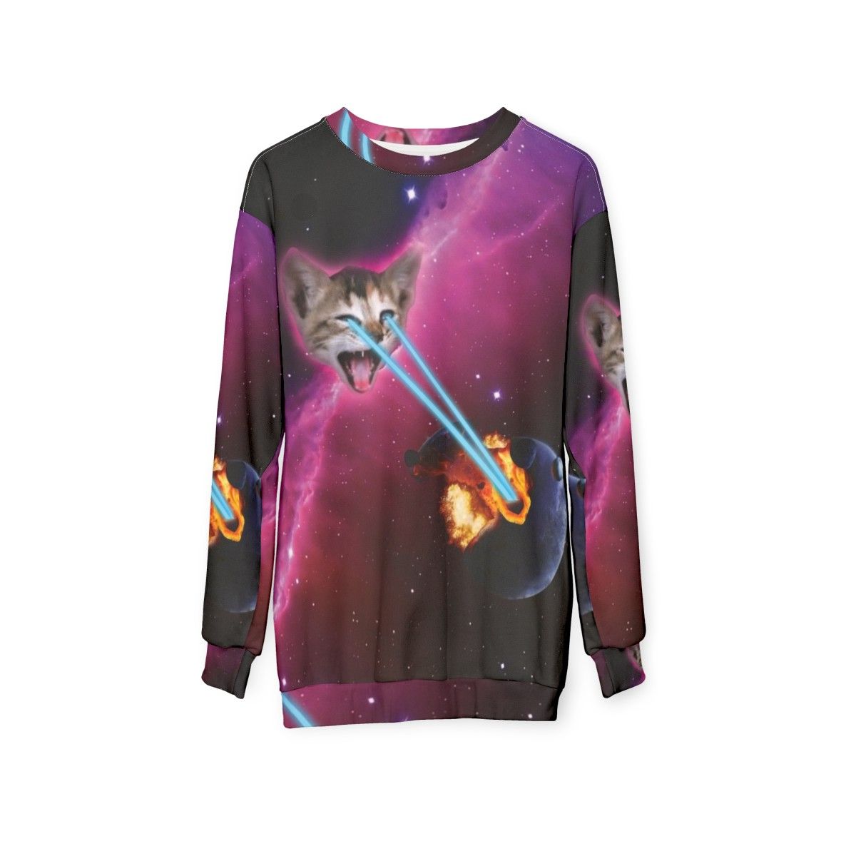 Laser Cat Destroyer of Planets Sweatshirt - hanging