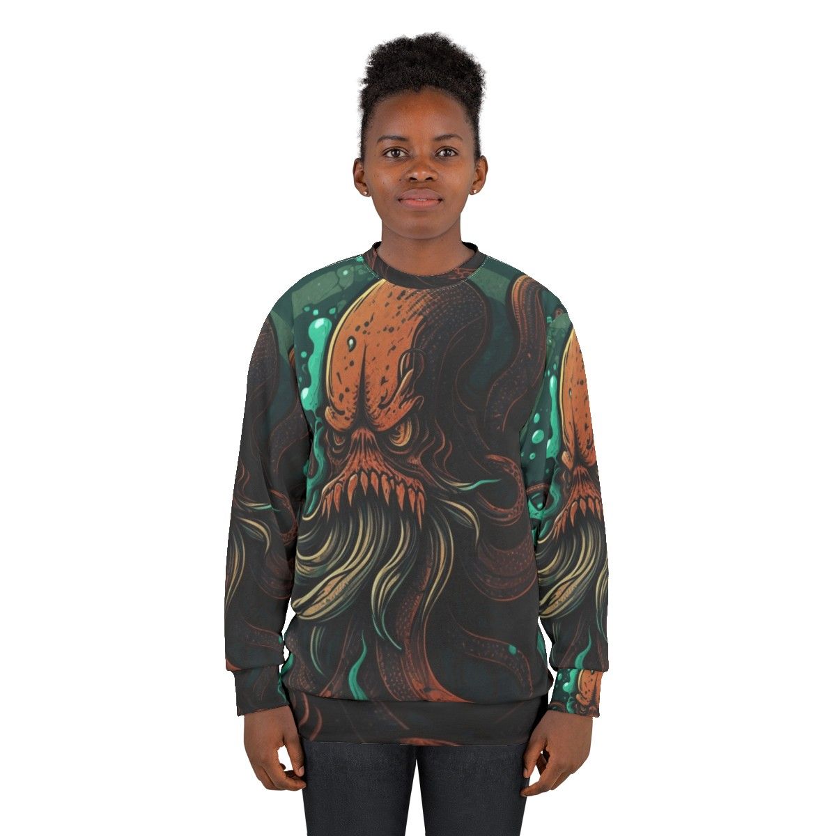 Sweatshirt featuring mythical sea creatures and legendary aquatic beasts - women