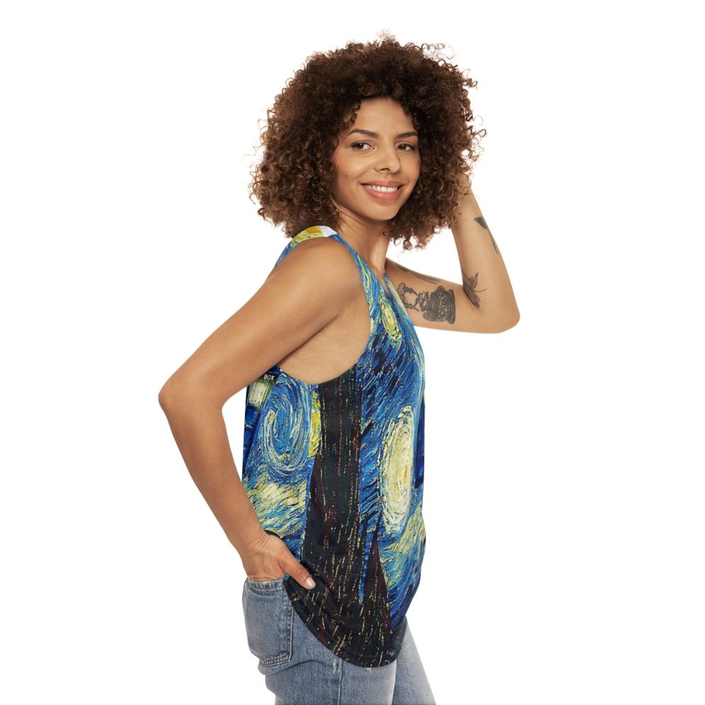 Van Gogh Unisex Tank Top with Space Imagery - women side