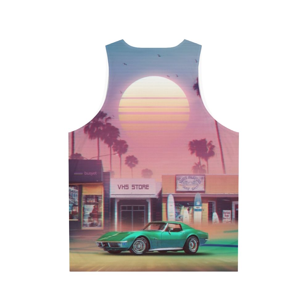 Retro Synthwave Sunset Drive Unisex Tank Top - Back