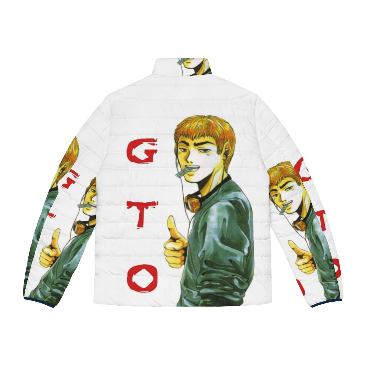 GTO Graphic Puffer Jacket, featuring an anime-inspired design - Back