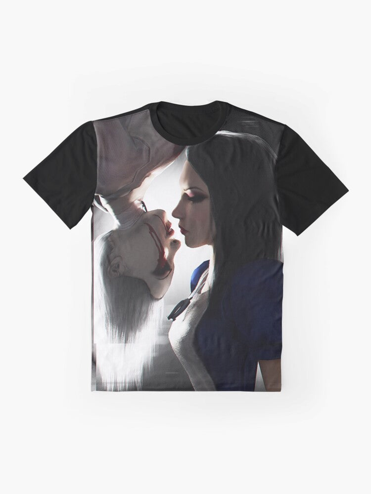 Alice Madness Returns Graphic T-Shirt featuring a dark and fantasy-inspired design - Flat lay