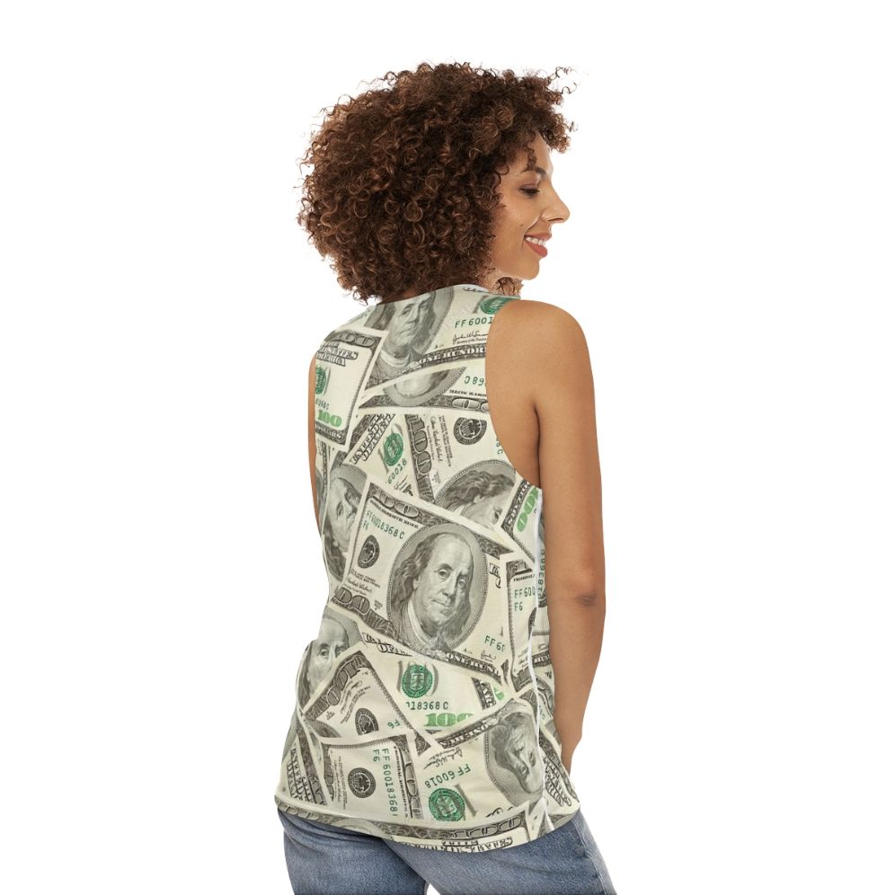 100 dollar bills unisex tank top - women back