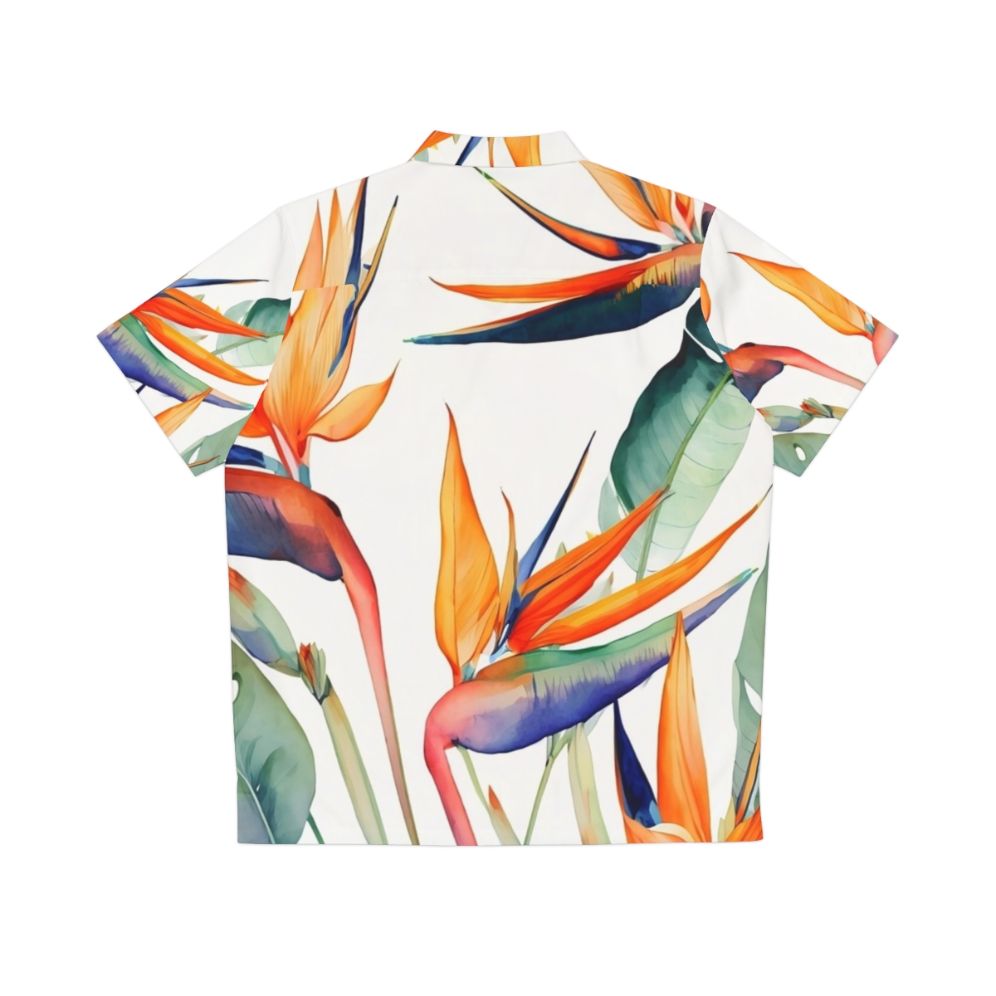 Colorful birds of paradise print on a hawaiian style shirt - Back