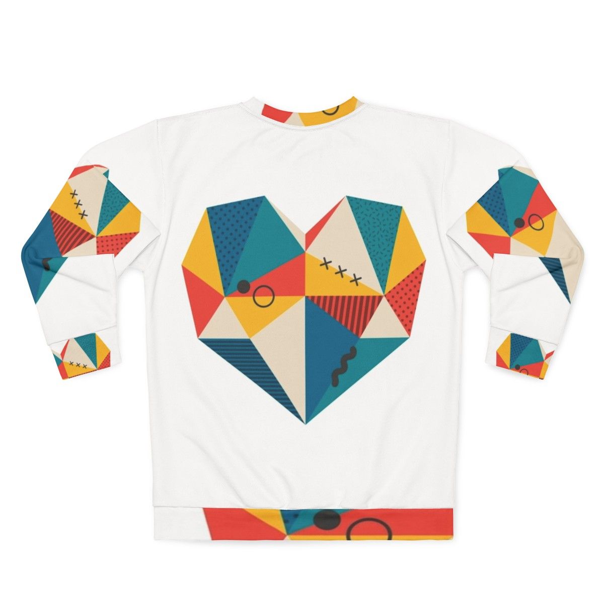 Retro heart geometric design sweatshirt - Back