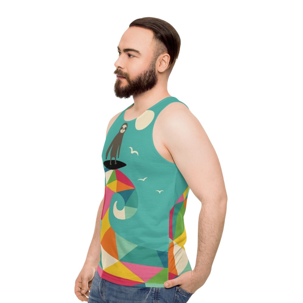 Surfs Up Sloth Unisex Tank Top - men side