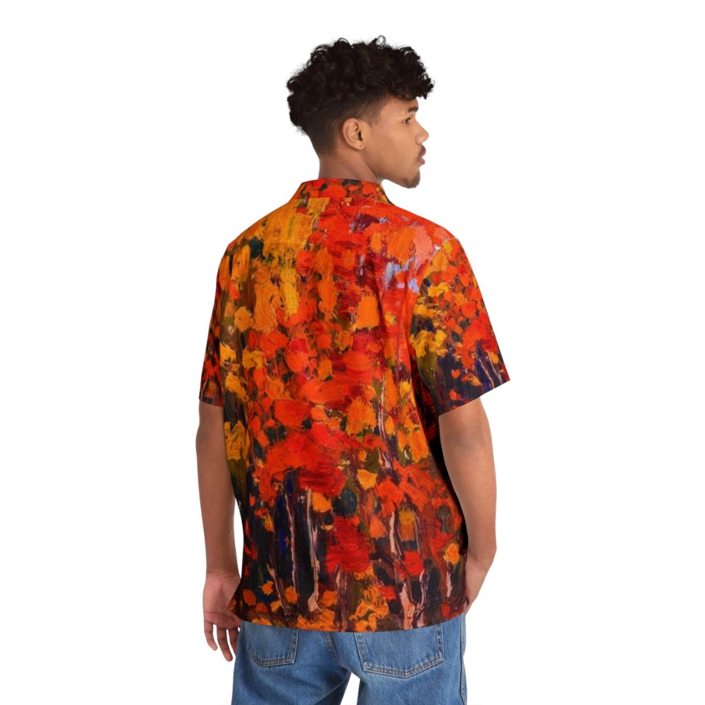 Autumn leaves Hawaiian shirt featuring Tom Thomson's Algonquin Park landscape - People Back