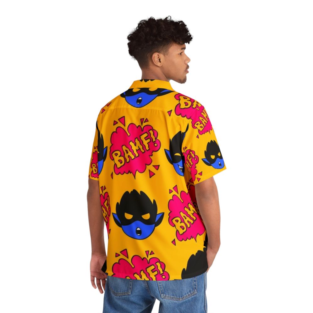 Bamfs Pattern Hawaiian Shirt - X-Men Apparel Featuring Nightcrawler - People Back