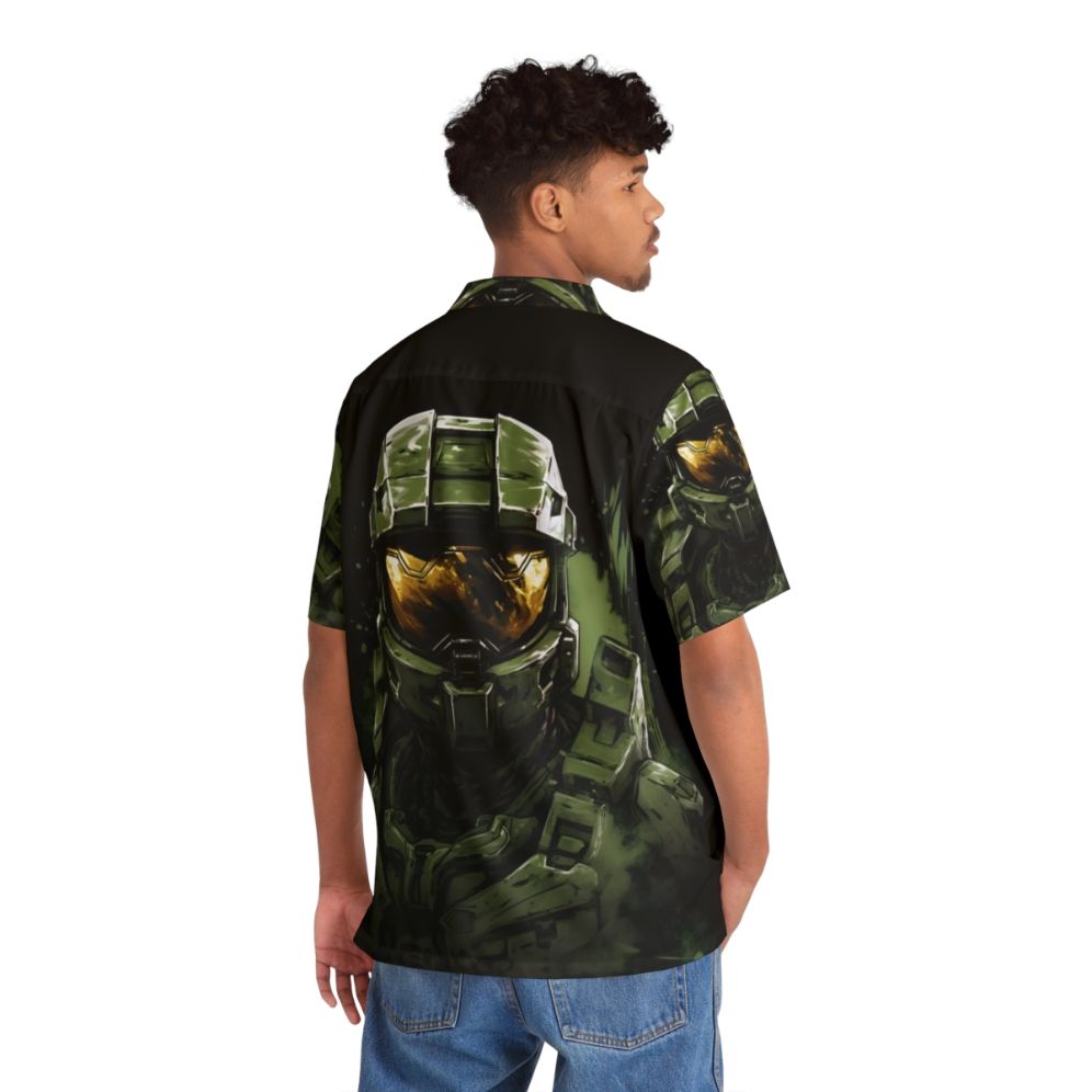 Master Chief Halo Themed Hawaiian Shirt - People Back