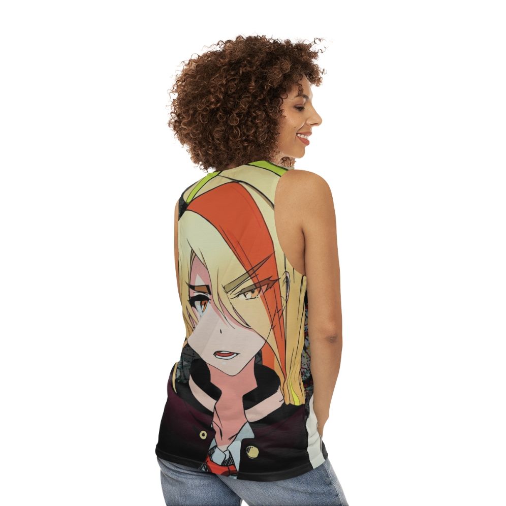 Nikaidou Saki Unisex Tank Top with Zombie Anime Graffiti Design - women back