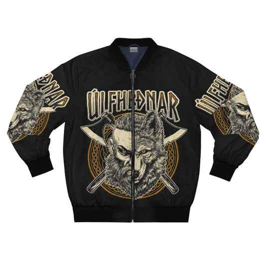 Viking wolf ulfhednar Norse pagan warrior bomber jacket featuring runes and mythology