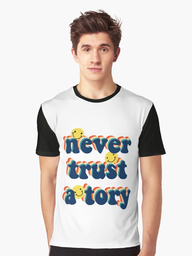 Anti-Tory Political Graphic T-Shirt featuring the text "Never Trust a Tory" - Men