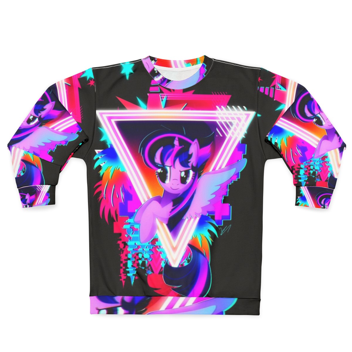 Neon Twilight Sparkle Sweatshirt with Retro 80s Vaporwave Aesthetic