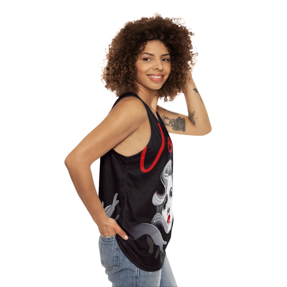 Queen Unisex Tank Top featuring Alejandro Mogolloart's pop art music icon design - women side