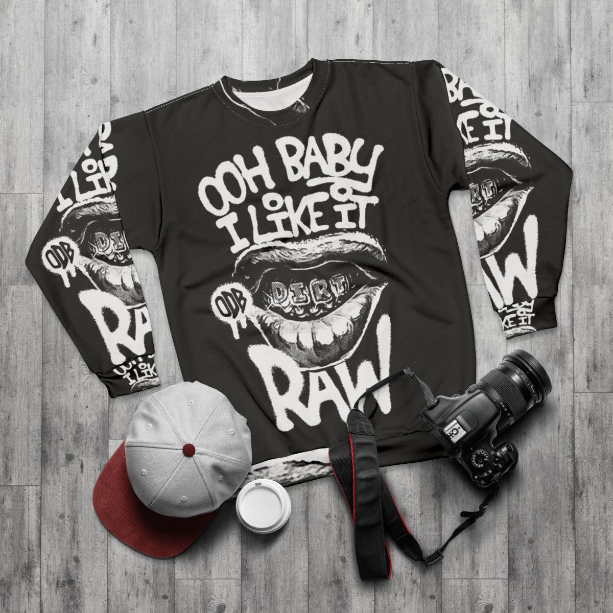 ODB Ooh Baby I Like It Raw Sweatshirt - Hip Hop Graphic - flat lay