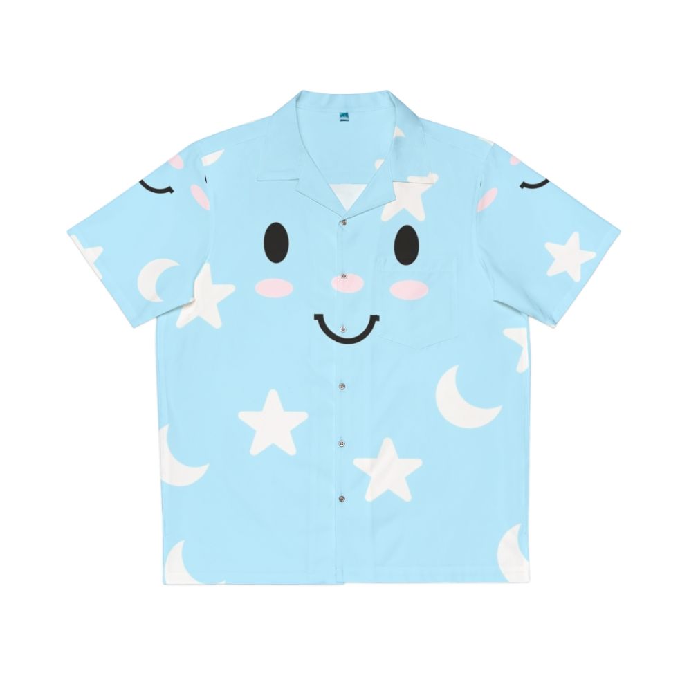 Cozy Hawaiian shirt pajamas with blue moon and star design