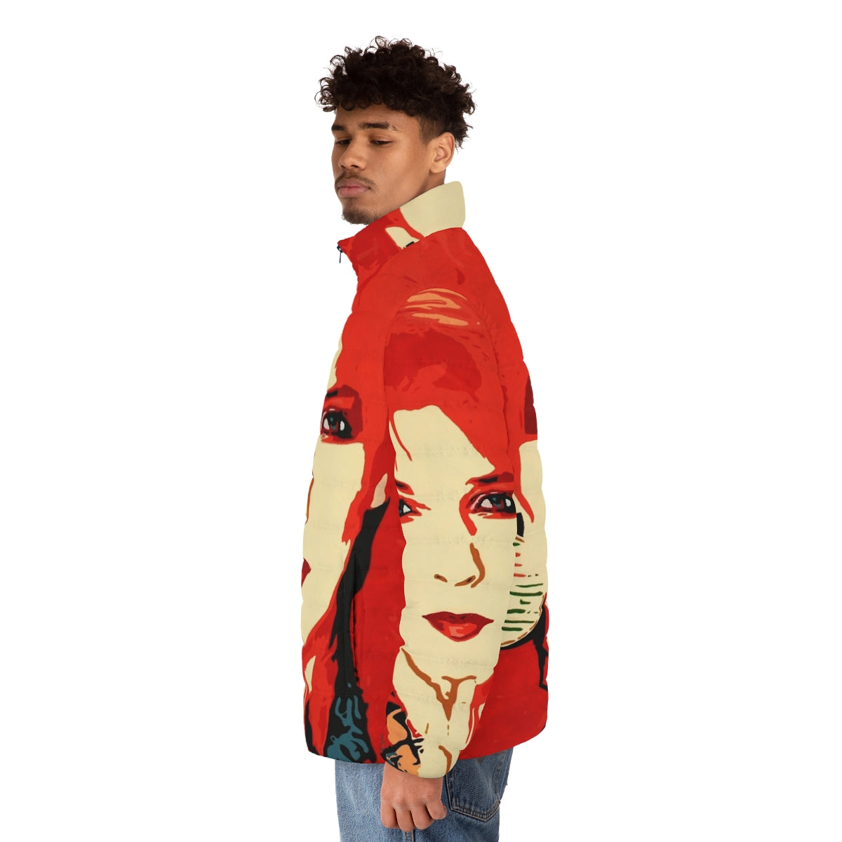 Toyah Puffer Jacket in retro pop art colors - men side left