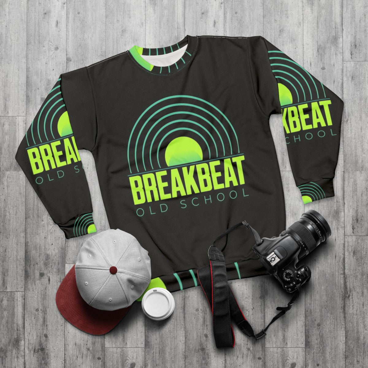 Breakbeat old school music vintage sweatshirt - flat lay