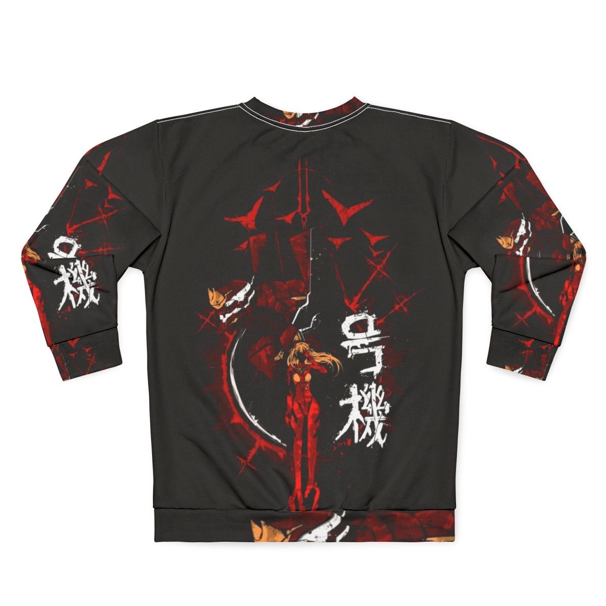 Neon Genesis Evangelion Inspired Sweatshirt with Mecha and Graffiti Designs - Back