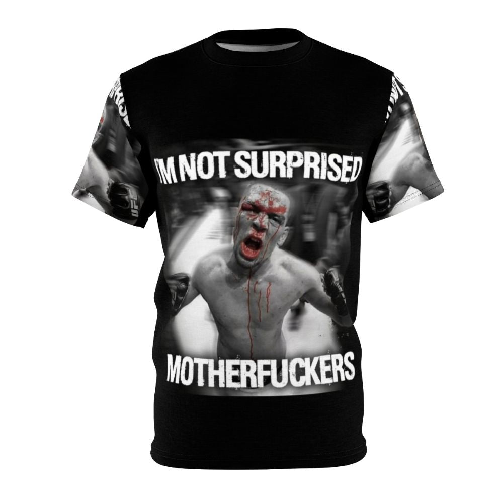 Nate Diaz inspired mixed martial arts t-shirt with "Not Surprised Motherfuckers" design