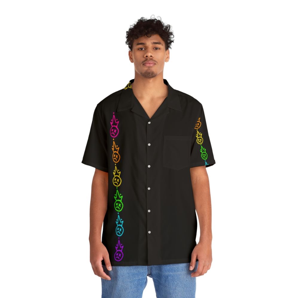 Colorful Hawaiian shirt with Fall Out Boy band logo - People Front