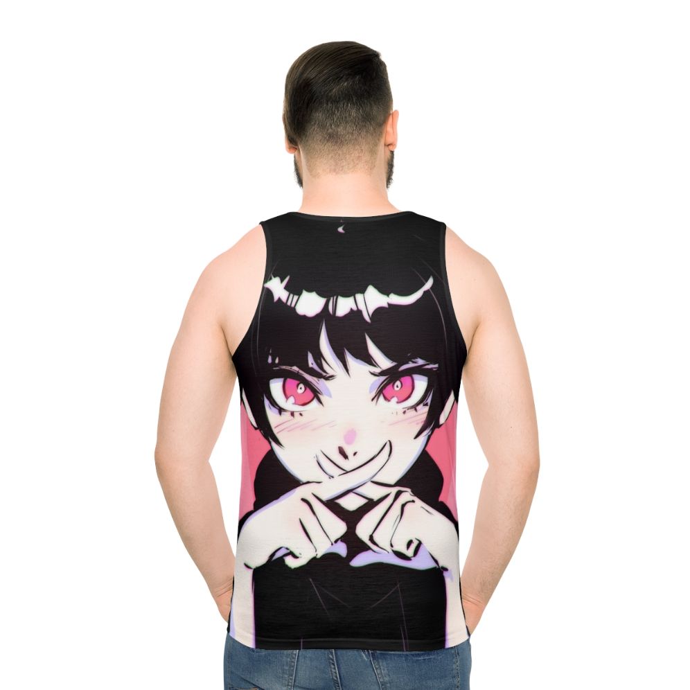 Anime-inspired Batsu unisex pink tank top - men back