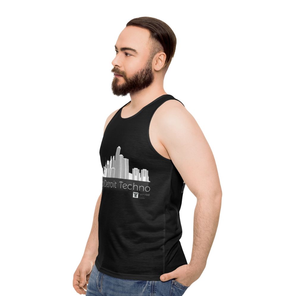 Unisex tank top featuring Detroit techno music design - men side