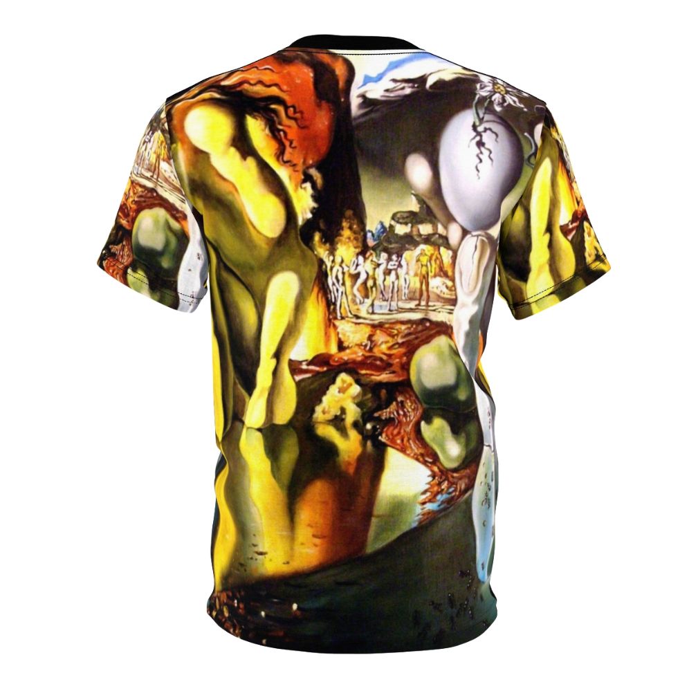 Surreal art t-shirt featuring Salvador Dali's "Metamorphosis of Narcissus" painting - Back