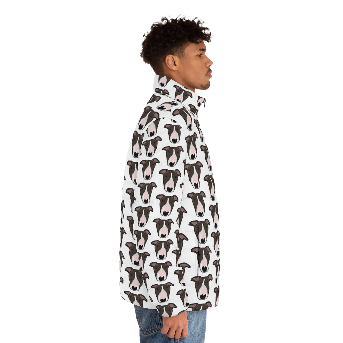 Toreigh Puffer Jacket with English Bull Terrier design - men side right