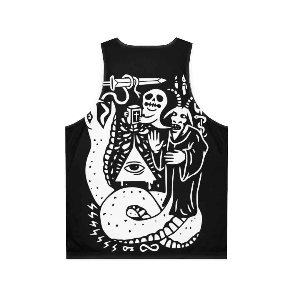 Occult unisex tank top with mystical cult design - Back