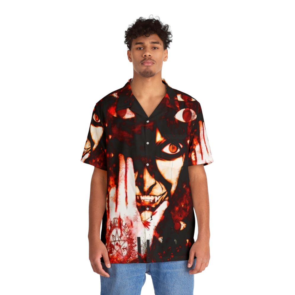 Hellsing inspired dark gothic Hawaiian shirt - People Front