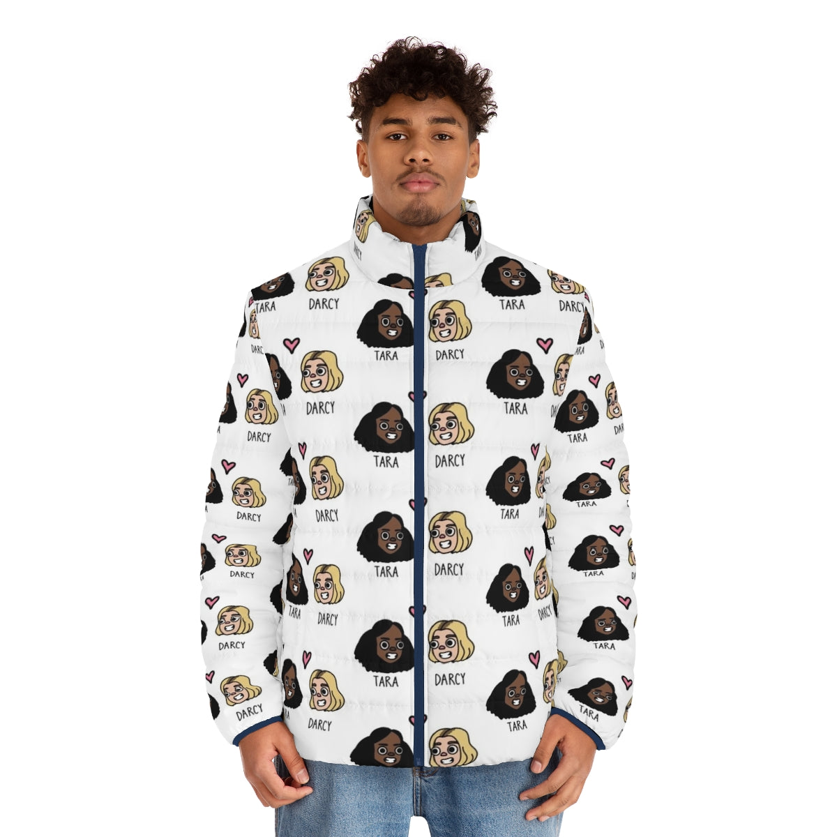 Heartstopper Tara Darcy Puffer Jacket, featuring the iconic characters from the Netflix series - men front