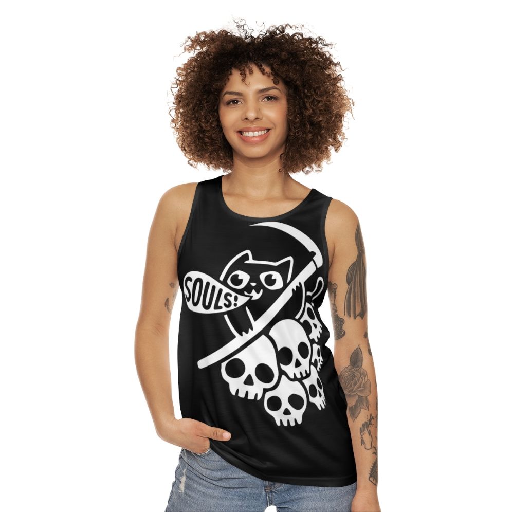 Grim Reaper Cat Unisex Tank Top - women