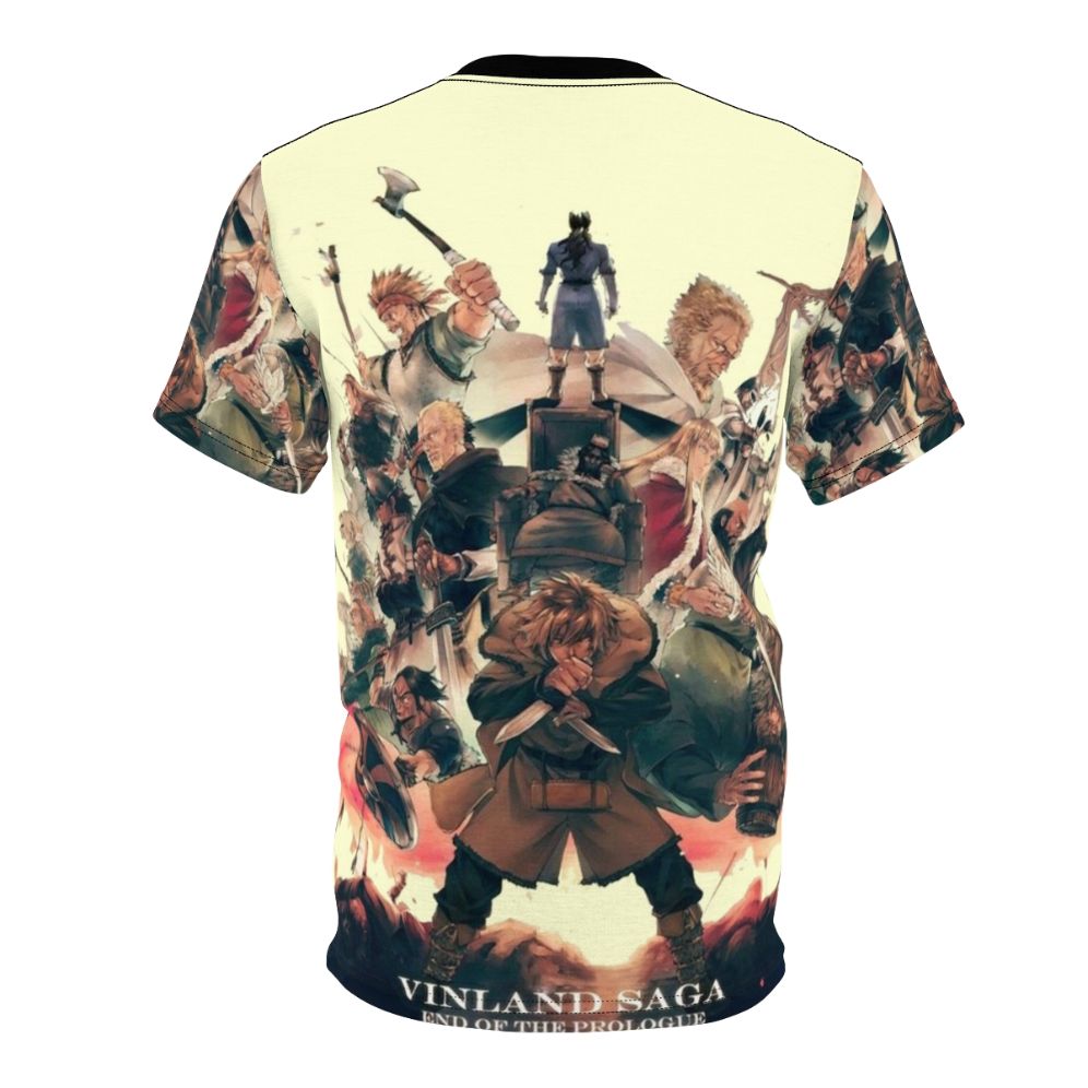 Vintage-style t-shirt design featuring characters from the Vinland Saga anime series - Back