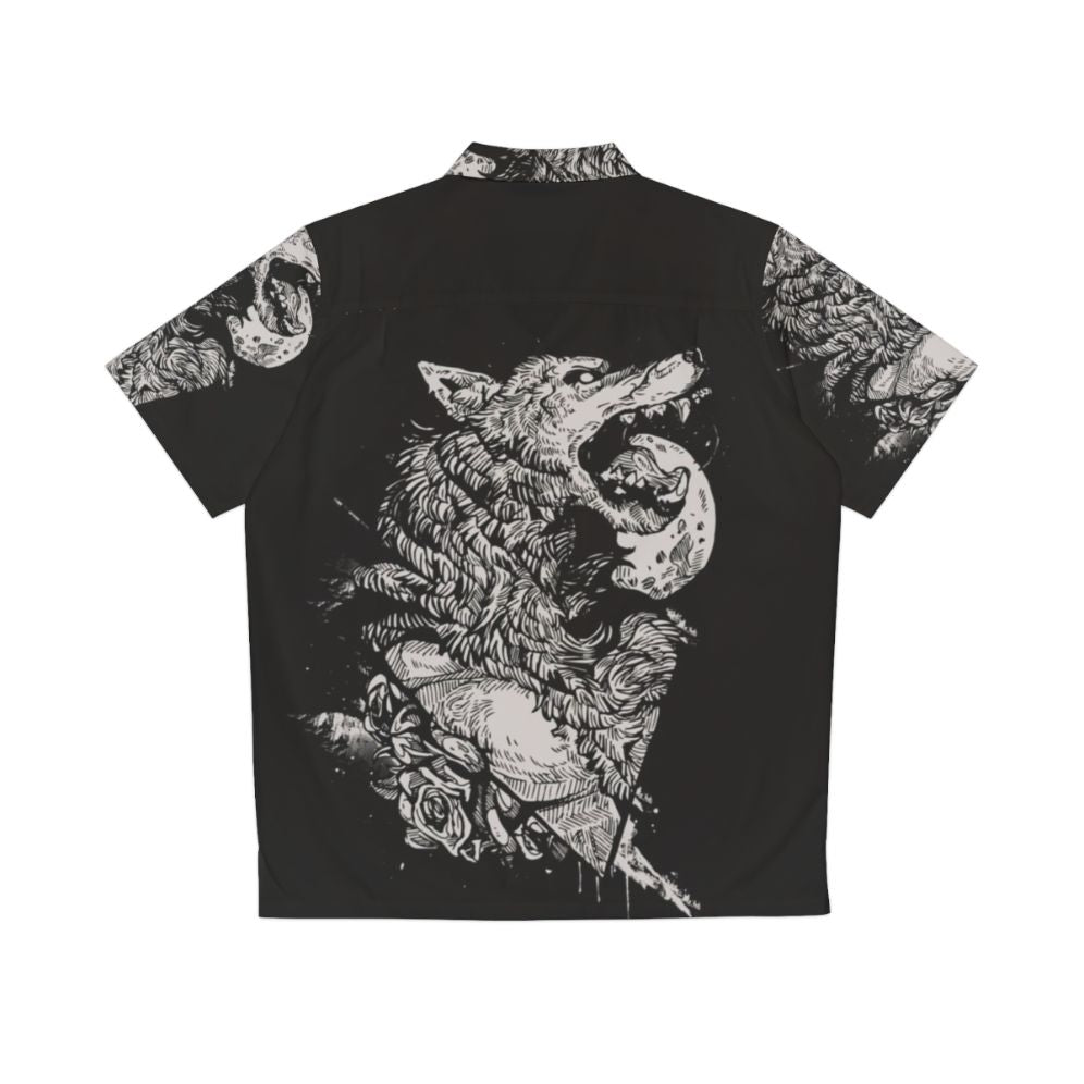 Werewolf Hawaiian Shirt with Wolf Print Design - Back