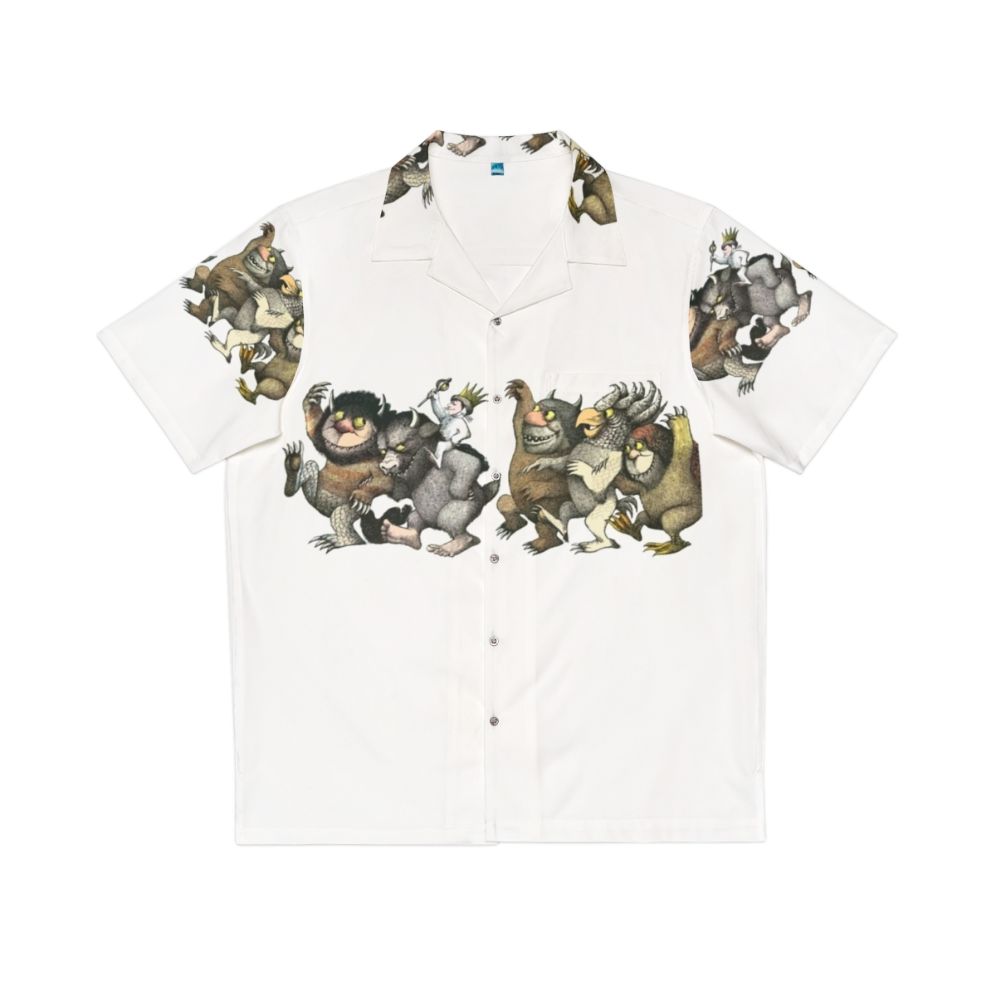 Wild Things Romp Graphic Hawaiian Shirt with Monster Graphic