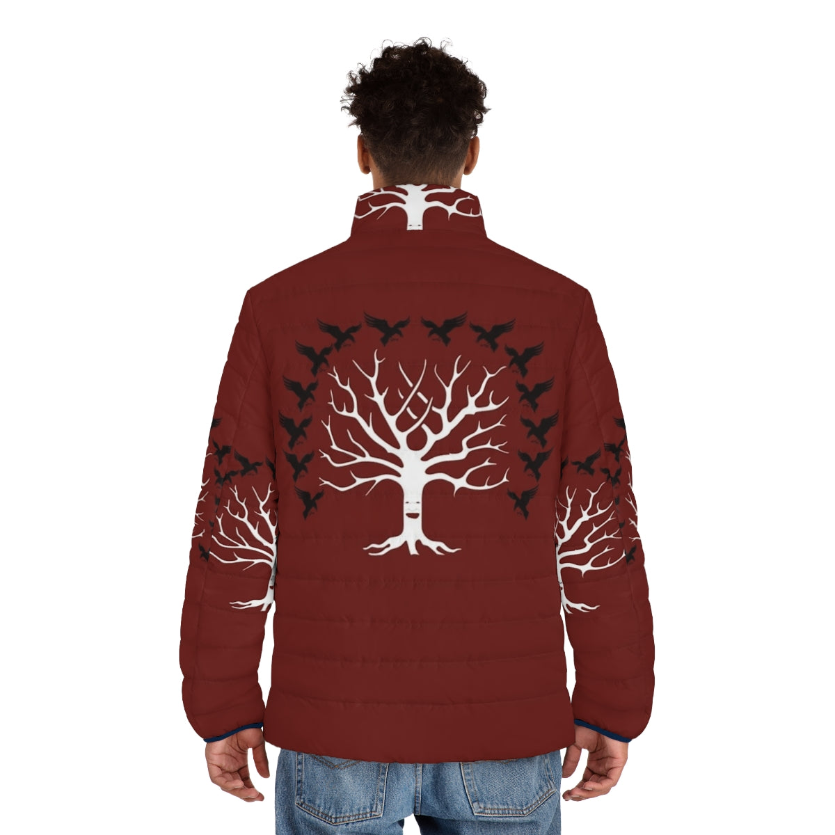 House Blackwood Puffer Jacket with Direwolf Sigil Design - men back