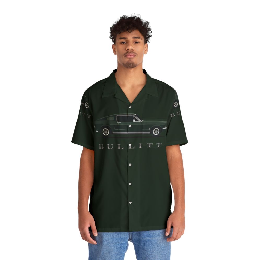 Mustang Bullitt Hawaiian Shirt with Classic Ford Mustang and Steve McQueen Bullitt Design - People Front