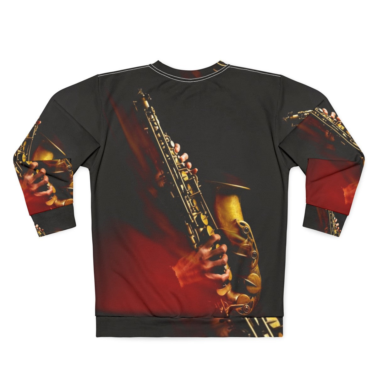 Saxophone Alto Sweatshirt with Flame Red Design - Back