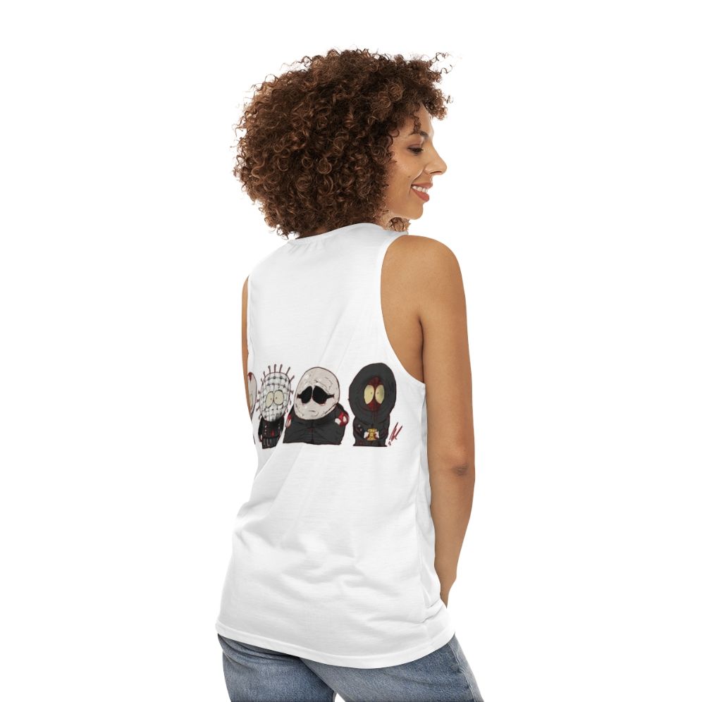 Southpark-inspired dark fashion unisex tank top - women back