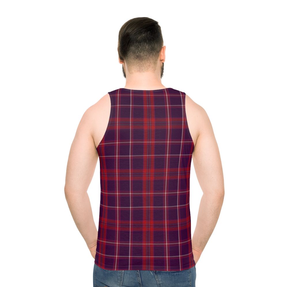 Tartan red unisex tank top - men back