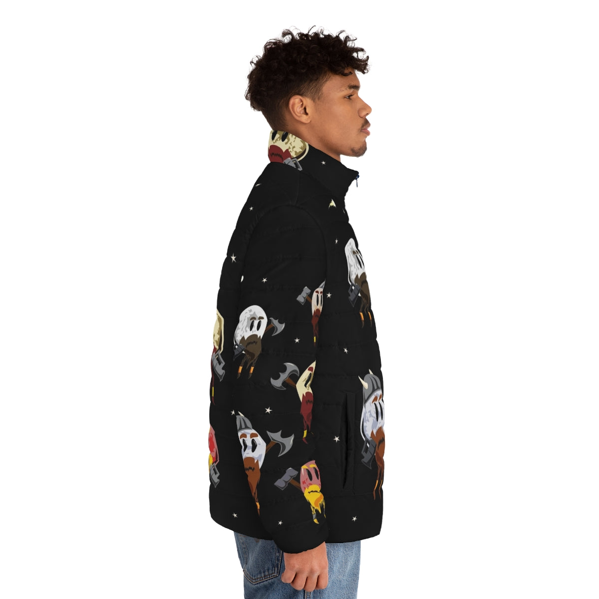 Dwarf planets puffer jacket featuring a galaxy design - men side right