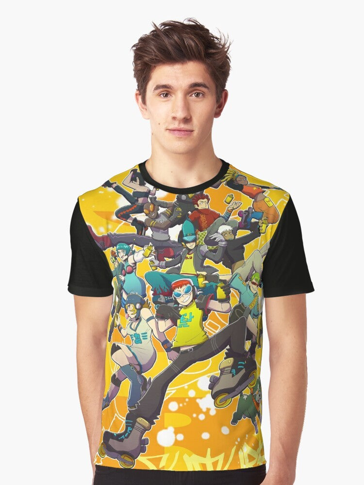 Jet Set Radio Future Graphic T-Shirt with beat, ggs, rhyth, combo, gum, skate, skating, rudies, concept of love - Men