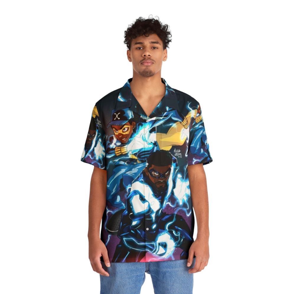 Black Lightning Hawaiian Shirt - People Front